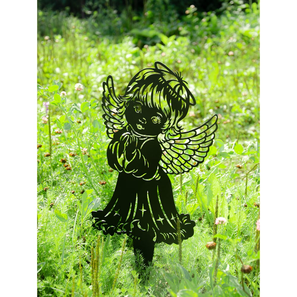 Изображение товара Декоративная фигурка ангела из металла 35х23 см черная ООО СКП Д-035Ч