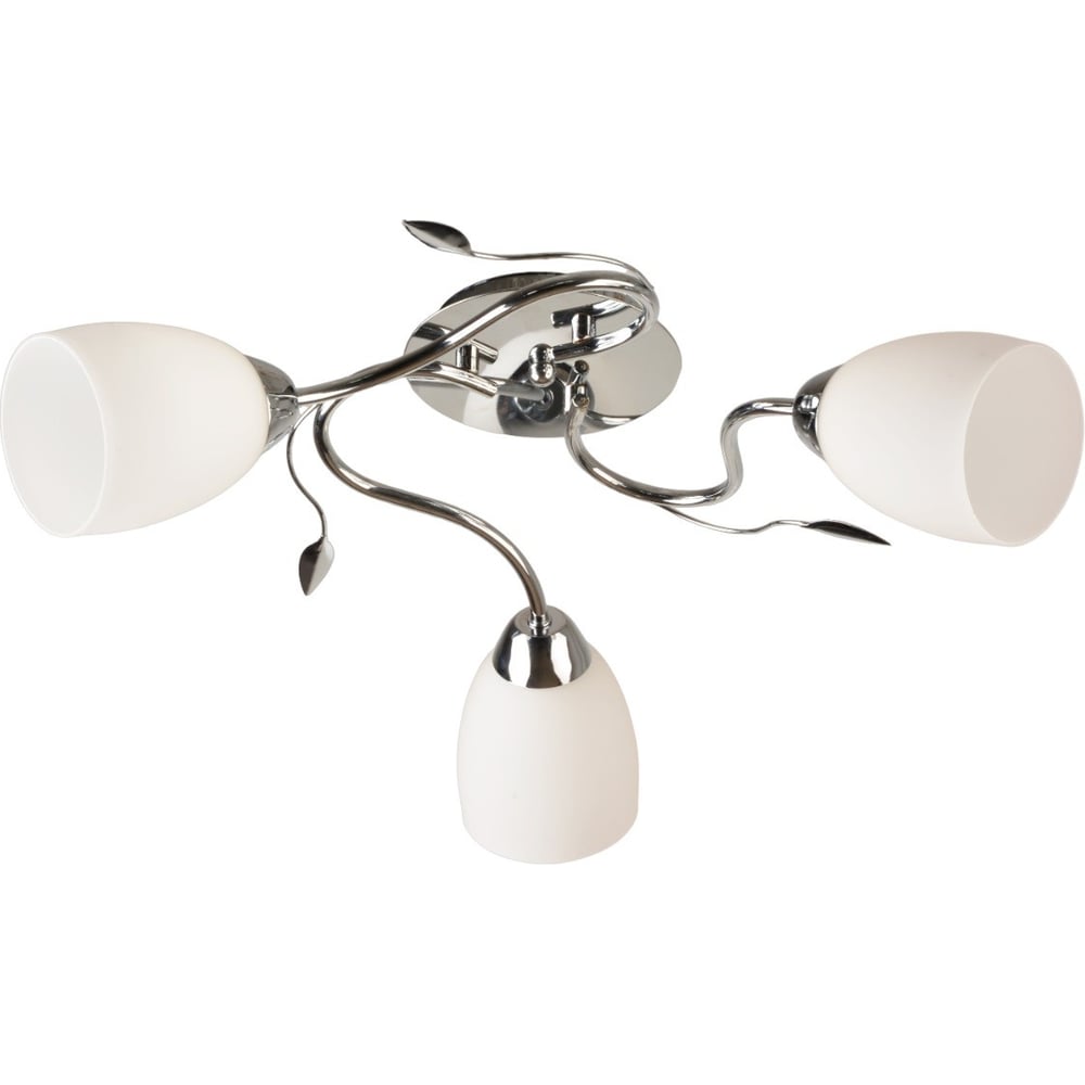 Изображение товара Люстра классическая ЭкономСвет 11175/3CR WT с тремя лампами и стеклянными плафонами