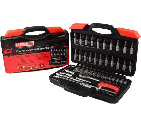 Изображение товара Набор инструмента ABTOMTOOL РROFFI, 1/4, 46 предметов, CrV, 54046