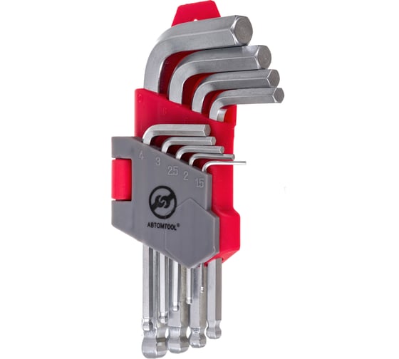 Изображение товара Набор шестигранных ключей ABTOMTOOL РROFFI 9 пр, с шаром, DIN3124, CrV, малые 56209 B