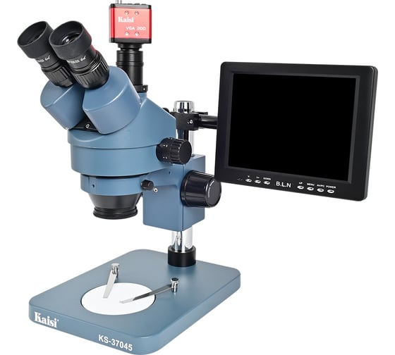 Изображение товара Микроскоп Kaisi KS-37045 7x45Х тринокулярный + монитор + камера + подсветка М7746197