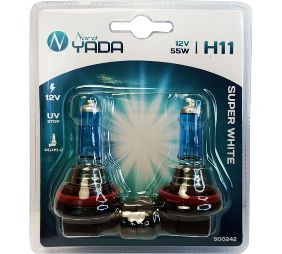 Изображение товара Лампа Nord-Yada H11 12V 55W SUPER WHITE 2шт блистер TM Nord YADA 900242