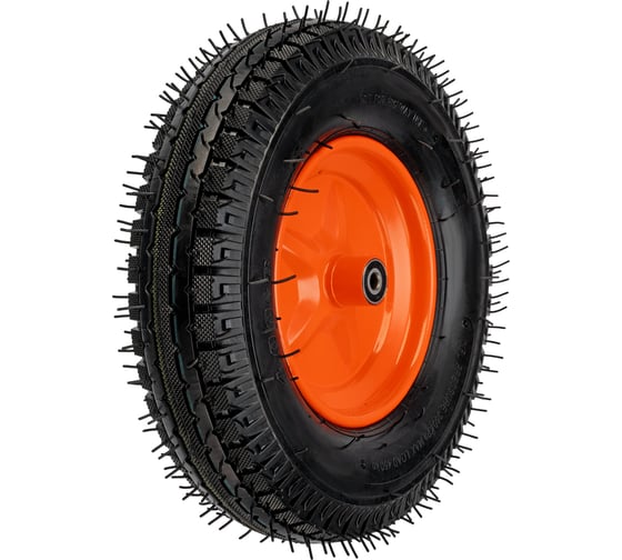Изображение товара Колесо пневматическая усиленная шина 8PR, 4.00-8, D400 мм, подшипник внутренний диаметр 12 мм, длина оси 90 мм PALISAD 69080
