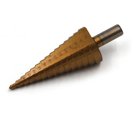 Изображение товара Сверло по металлу HSS ступенчатое 4-32 мм, TiN, HRC 60-63 KUBIS 07-01-4432