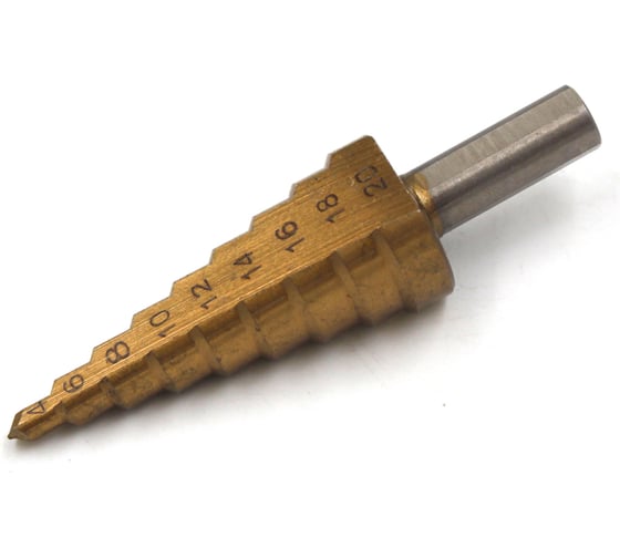 Изображение товара Сверло по металлу HSS ступенчатое 4-20 мм, TiN, HRC 60-63 KUBIS 07-01-4420