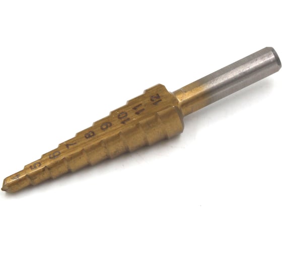 Изображение товара Сверло по металлу HSS ступенчатое 4-12 мм, TiN, HRC 60-63 KUBIS 07-01-4412