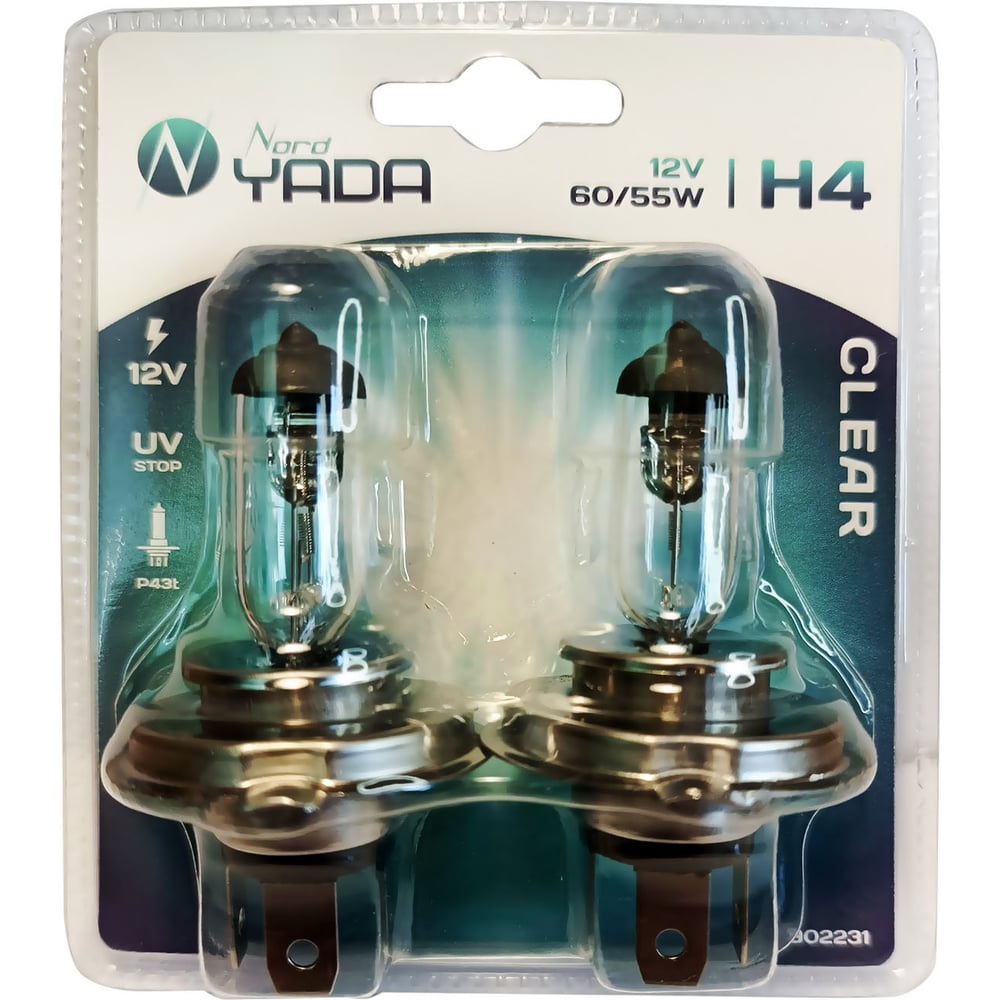 Изображение товара Лампа Nord-Yada H4 12V 60/55W P43t CLEAR 2шт, блистер TM Nord YADA 902231