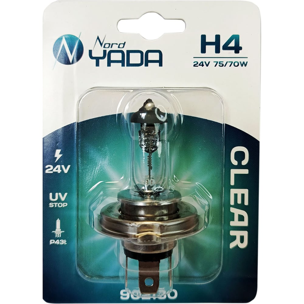 Изображение товара Лампа Nord-Yada H4 24V 75/70W P43t CLEAR для автомобиля, галогенная