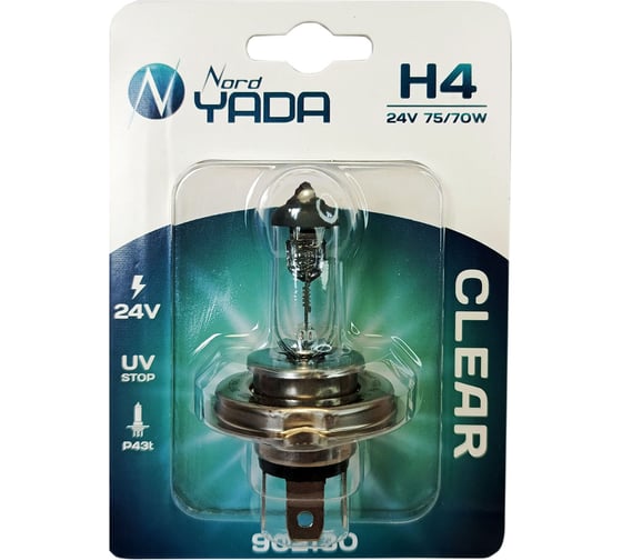 Изображение товара Лампа Nord-Yada H4 24V 75/70W P43t CLEAR 1шт, блистер TM Nord YADA 902130