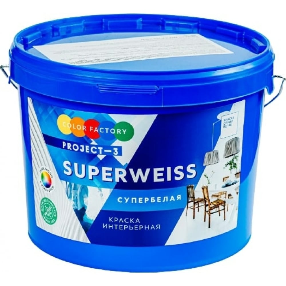 фото Краска фабрика цвета вд-ак-project-3 супербелая superweiss 14 кг тд000003338