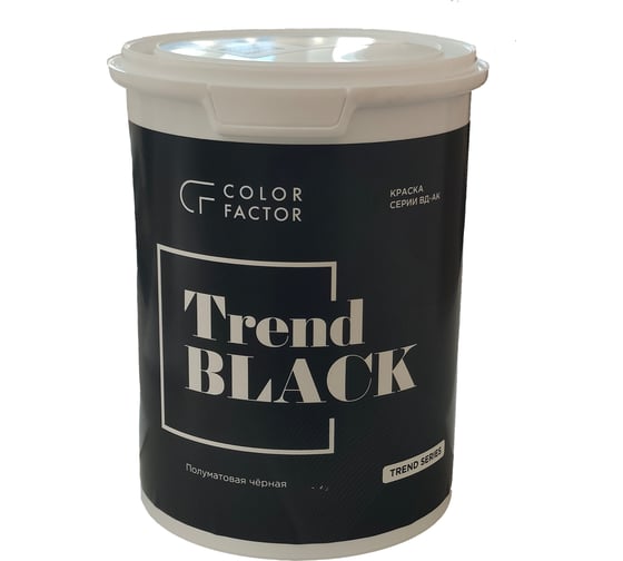 Изображение товара Краска ФАБРИКА ЦВЕТА COLORFACTOR износостойкая черная полуматовая TREND BLACK 0,9 кг ТД000004118
