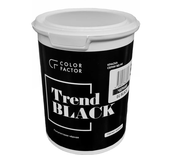 Изображение товара Краска ФАБРИКА ЦВЕТА COLORFACTOR износостойкая черная полуматовая TREND BLACK 12 кг ТД000004119