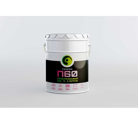 Изображение товара Универсальный глянцевый полиуретановый лак Gekkon Геккон П60 5 л p605