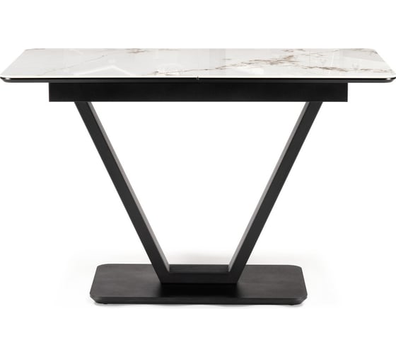 Изображение товара Стол на тумбе Woodville Бугун 120/160х80x77 белый мрамор глняец/черный 588019