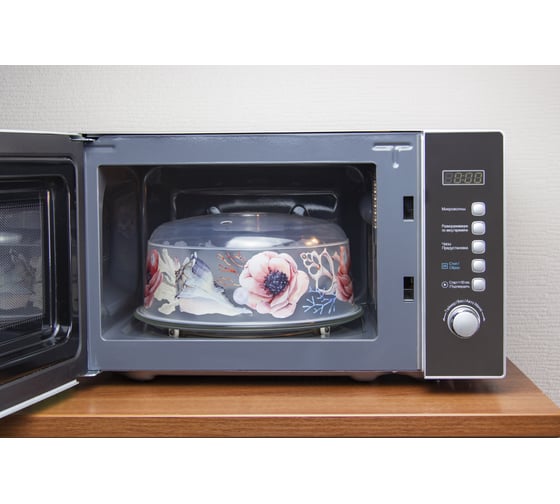 Изображение товара Крышка для разогрева пищевых продуктов в СВЧ-печи IDEA ДЕКО D 245мм (Маки) М 1416 маки