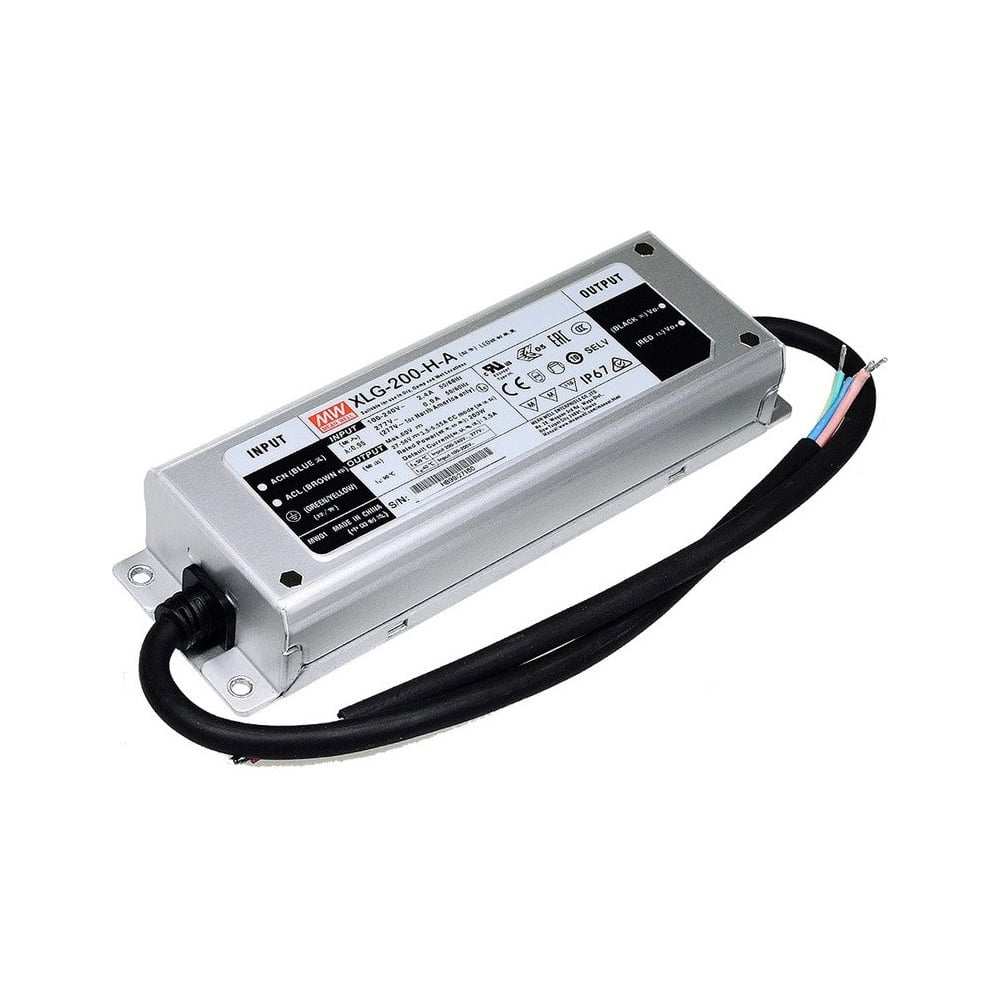 Изображение товара LED-драйвер Mean Well XLG-200-H-A 200 Вт IP 67 защита надежный AC-DC