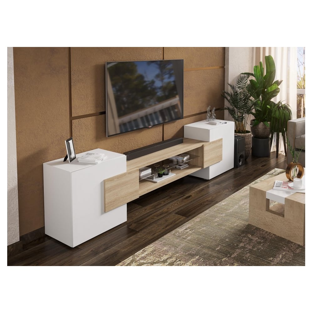 Изображение товара ТВ-тумба Woodville Лисмор белый с сонома фото