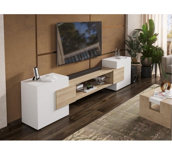 Изображение товара ТВ-тумба Woodville Лисмор белый/сонома 563525