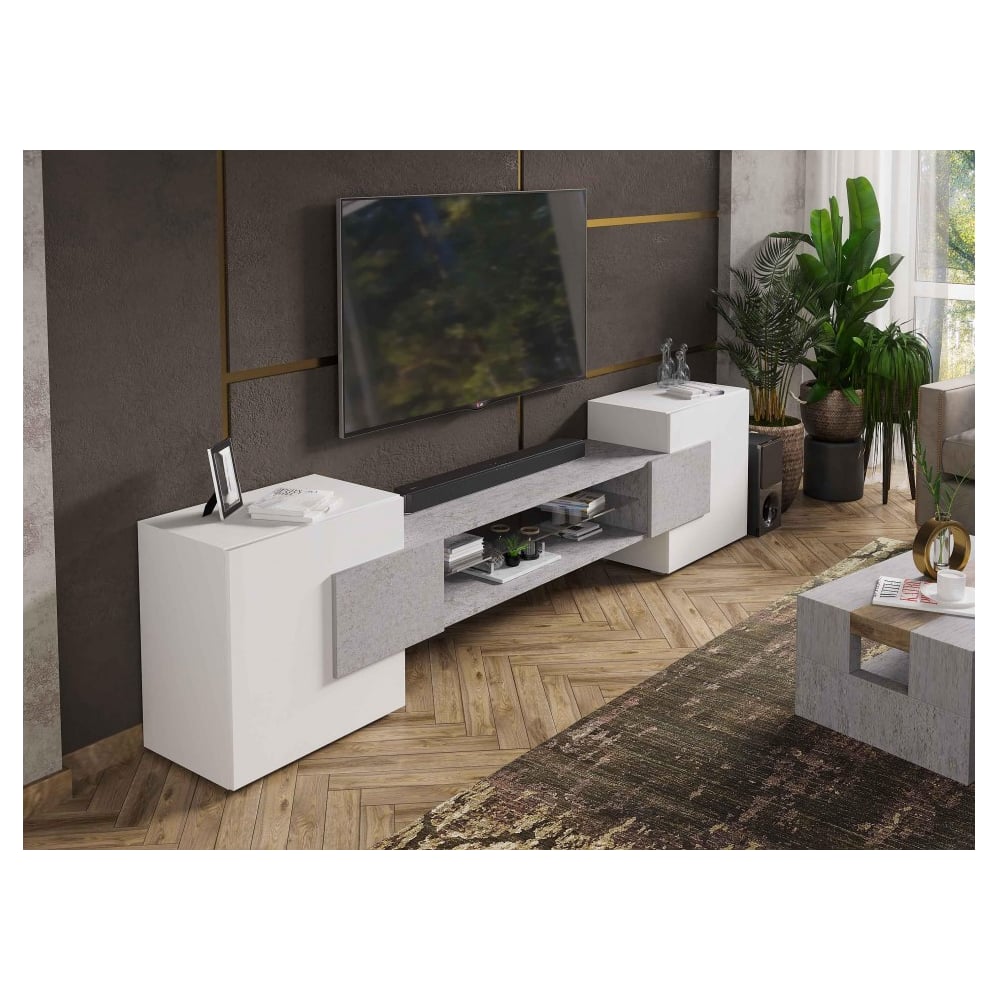 Изображение товара ТВ-тумба Woodville Лисмор белый/бетон светлый