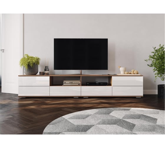 Изображение товара ТВ-тумба Woodville Маллоу дуб вотан/белый глянец 563533