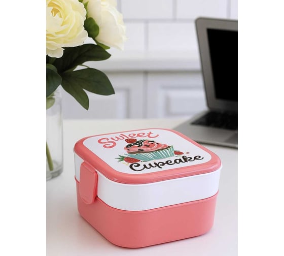 Изображение товара Контейнер для обеда IDEA 0,4+0,4 л, Капкейки, М 1232 капкейки