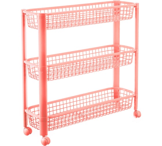 Изображение товара Полка IDEA узкая, на колесах, 3 секции, чайная роза, М 2718 Чайная роза