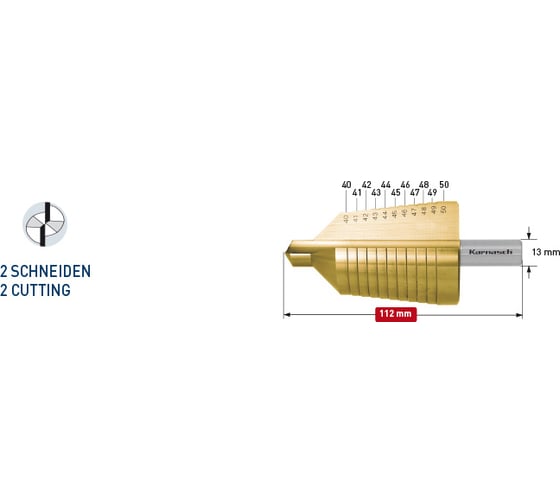 Изображение товара Сверло ступенчатое Karnasch 40-50 мм 21.3020