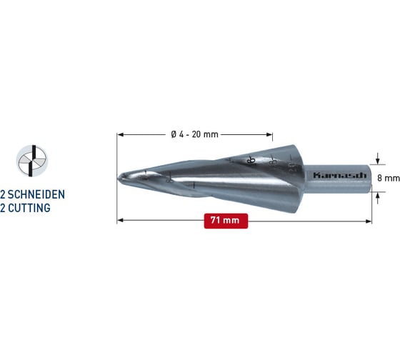 Изображение товара Сверло коническое 4-20 мм Karnasch 20.1472U