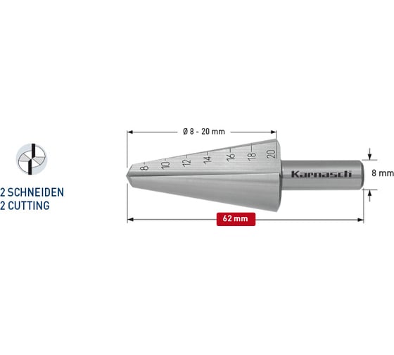 Изображение товара Сверло коническое 8-20 мм Karnasch 21.0040