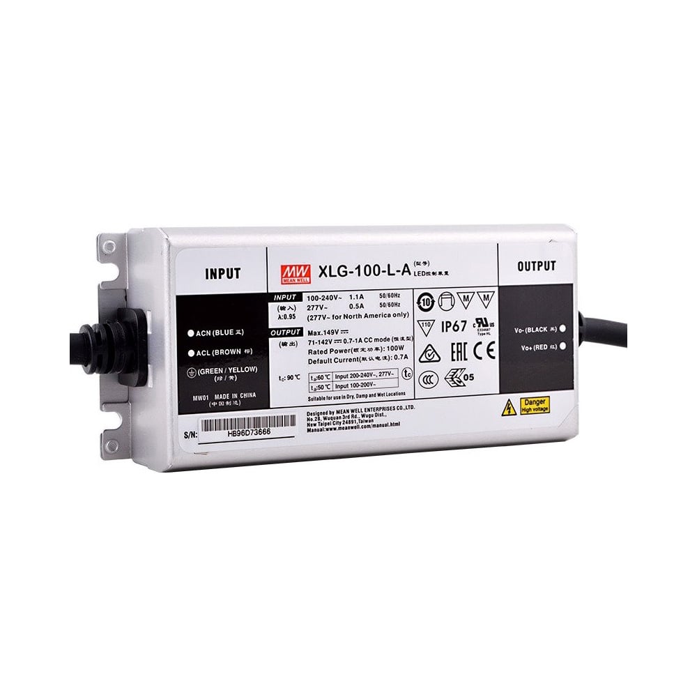 Изображение товара LED-драйвер Mean Well XLG-100-L-A AC-DC 100Вт Т03403271 Изображение товара LED-драйвер Mean Well XLG-100-L-A AC-DC 100Вт Т03403271