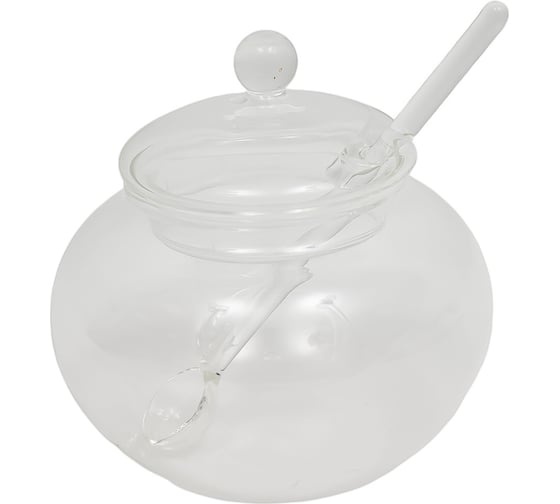 Изображение товара Сахарница стеклянная Mallony 350 мл, DOLCE, со стеклянной ложечкой 107618