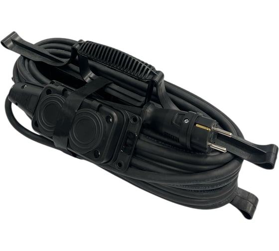 Изображение товара Удлинитель силовой на рамке iTOK тип SUR серии iCONNECT COLOR с заземлением ПВС 3x2,5 мм 2 гнезда IP54 ГОСТ цвет черный 20 м i-CONNECT-COLOR-SUR-PVS-325-2-54-20-BLACK