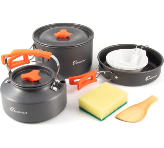 Изображение товара Набор кемпинговой посуды Следопыт Optimum, на 3 персоны, анодированный алюминий, в чехле /20/ PF-CWS-K07