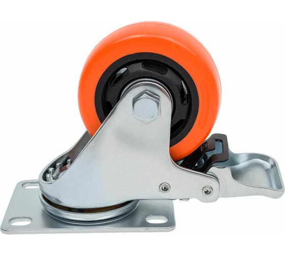 Изображение товара Колесо промышленное поворотное с тормозом с шариковым подшипником 75мм ПУ/пластик Gigant G-04-09-44