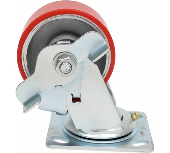 Изображение товара Колесо промышленное поворотное с тормозом с подшипником 100мм ПУ/чугун Gigant G-04-09-47