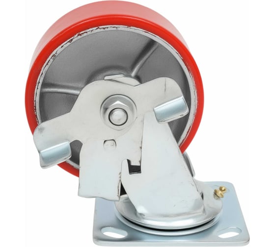 Изображение товара Колесо промышленное поворотное с тормозом с подшипником 125мм ПУ/чугун Gigant G-04-09-48