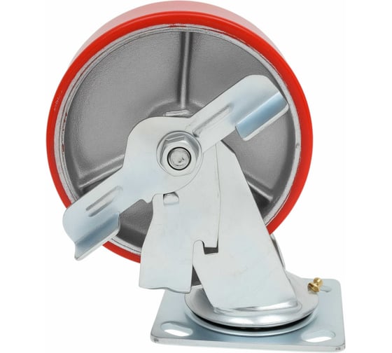 Изображение товара Колесо промышленное поворотное с тормозом с подшипником 150мм ПУ/чугун Gigant G-04-09-49