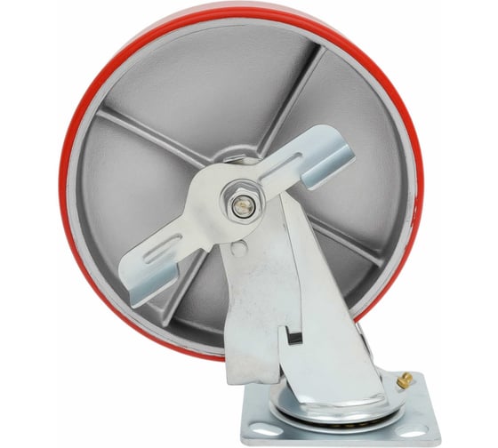 Изображение товара Колесо промышленное поворотное с тормозом с подшипником 200мм ПУ/чугун Gigant G-04-09-50