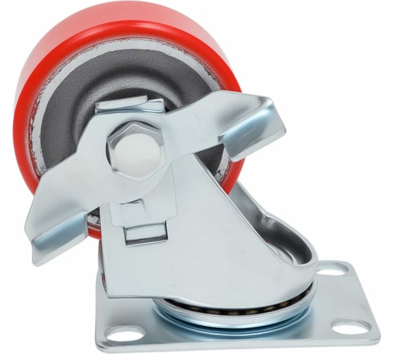 Изображение товара Колесо промышленное поворотное с тормозом с шариковым подшипником ПУ/чугун Gigant G-04-09-54