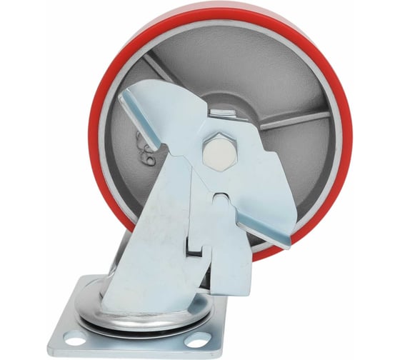 Изображение товара Колесо промышленное поворотное с тормозом с шариковым подшипником ПУ/чугун Gigant G-04-09-55