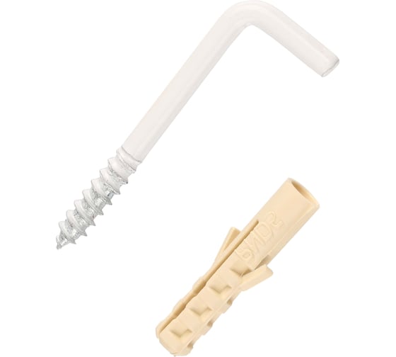 Изображение товара Крюк-шуруп ЕВРОПАРТНЕР L-обр. белый d3хL25 мм 4шт. 13 6302 1