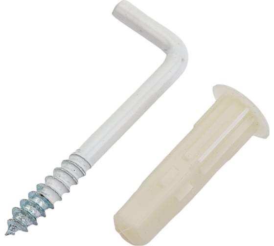 Изображение товара Крюк-шуруп ЕВРОПАРТНЕР L- обр. белый D3,8хL40 в компл. c дюбелем MULTI 6x25 4шт. MP 303 17