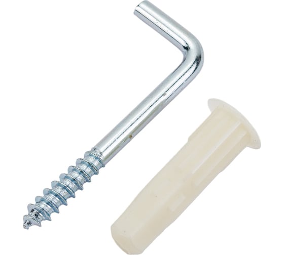 Изображение товара Крюк-шуруп ЕВРОПАРТНЕР L- обр. Zn d3,9хL40 в компл. c дюбелем MULTI 6x25 6шт. MP 300 17