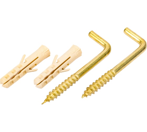 Изображение товара Крюк-шуруп ЕВРОПАРТНЕР L-обр. латунир. d4,9хL50 мм 2шт. 13 4822 1