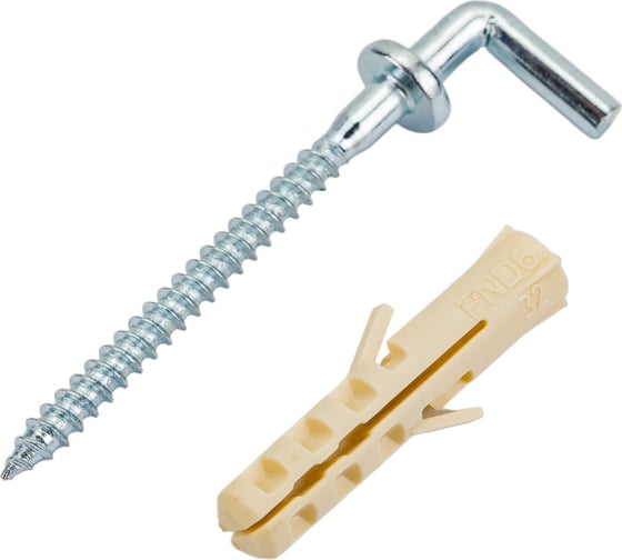 Изображение товара Крюк-шуруп ЕВРОПАРТНЕР L-обр. Zn d3,5хL52 мм, с манжетой, 2 шт. 13 3007 1