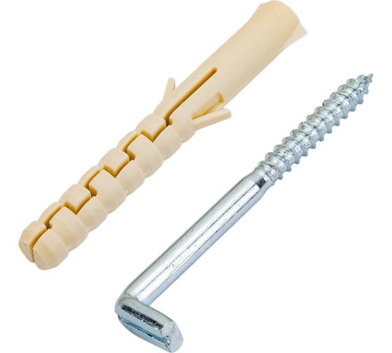 Изображение товара Крюк-шуруп ЕВРОПАРТНЕР L-обр. Zn d5,9хL80 мм, прямой шлиц, 2 шт. 13 3003 2