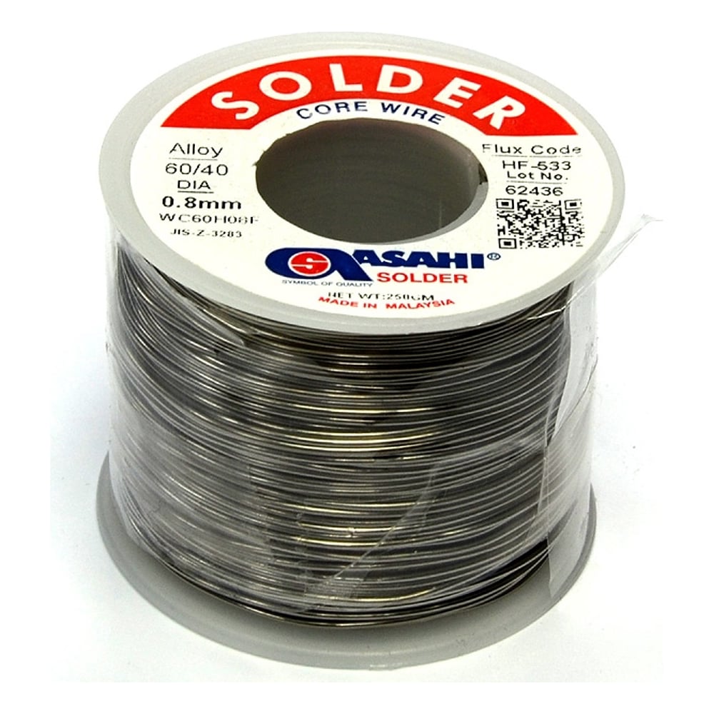 Изображение товара Припой для пайки ASAHI HF533 0.8 мм 0.25 кг с флюсом RMA