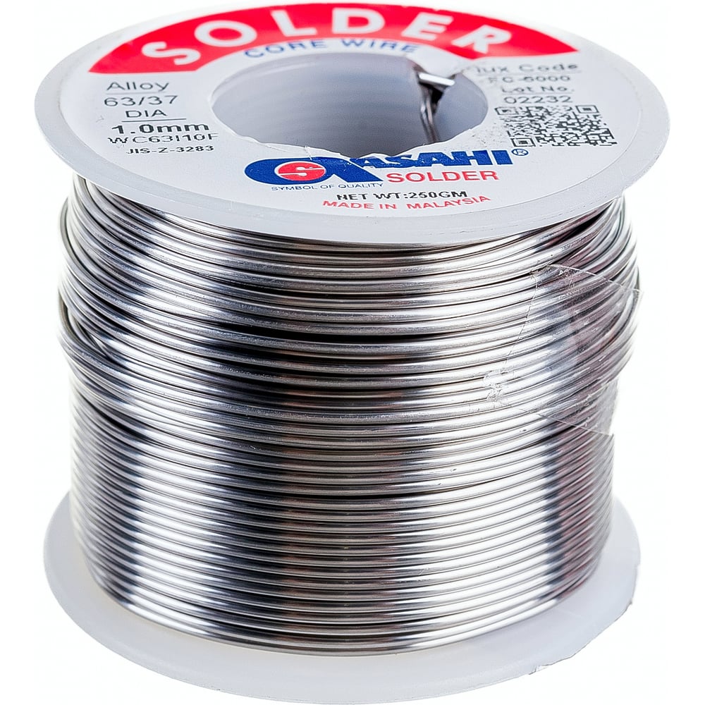 Изображение товара Припой ASAHI 00-00000308 1мм 0.25кг Sn63/Pb37 с флюсом RMA