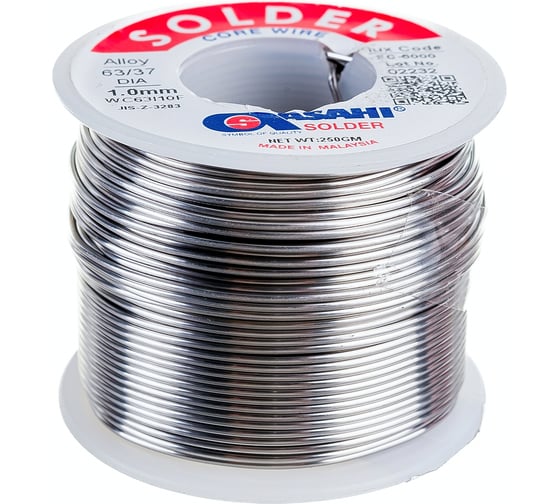 Изображение товара Припой (1 мм, 0.25 кг, Sn63/Pb37, FC5000 флюс RMA) ASAHI 00-00000308