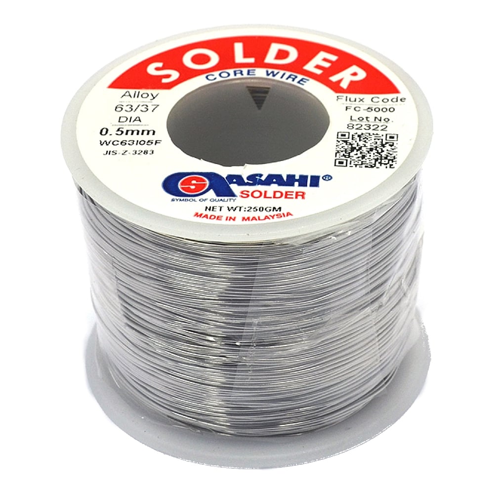 Изображение товара Припой мягкий 0.5 мм 0.25 кг Sn63/Pb37 с флюсом ASAHI FC5005 Изображение товара Припой мягкий 0.5 мм 0.25 кг Sn63/Pb37 с флюсом ASAHI FC5005